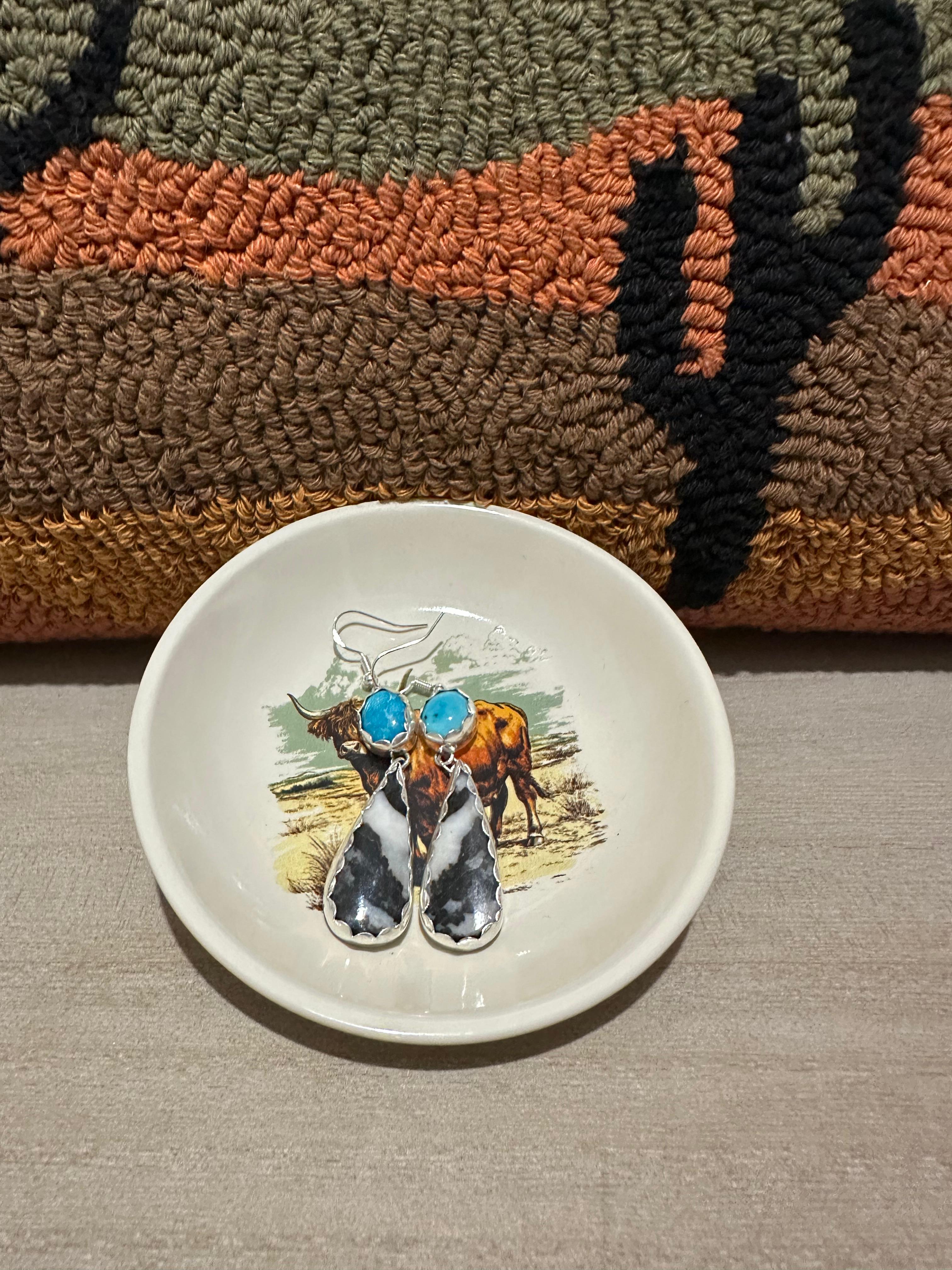 white buffalo/ turquoise earrings