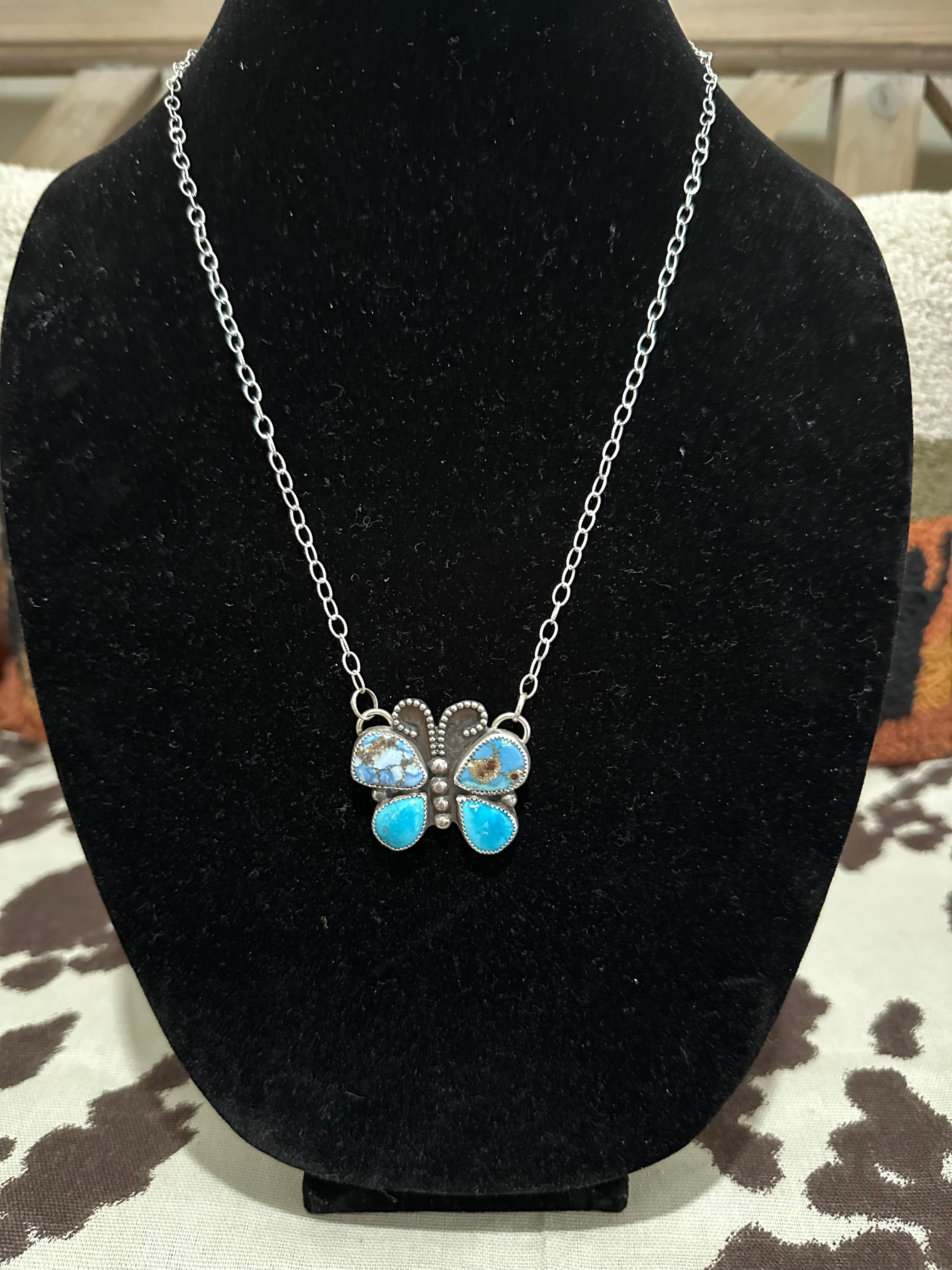 20” Golden hills/ blue ridge butterfly necklace