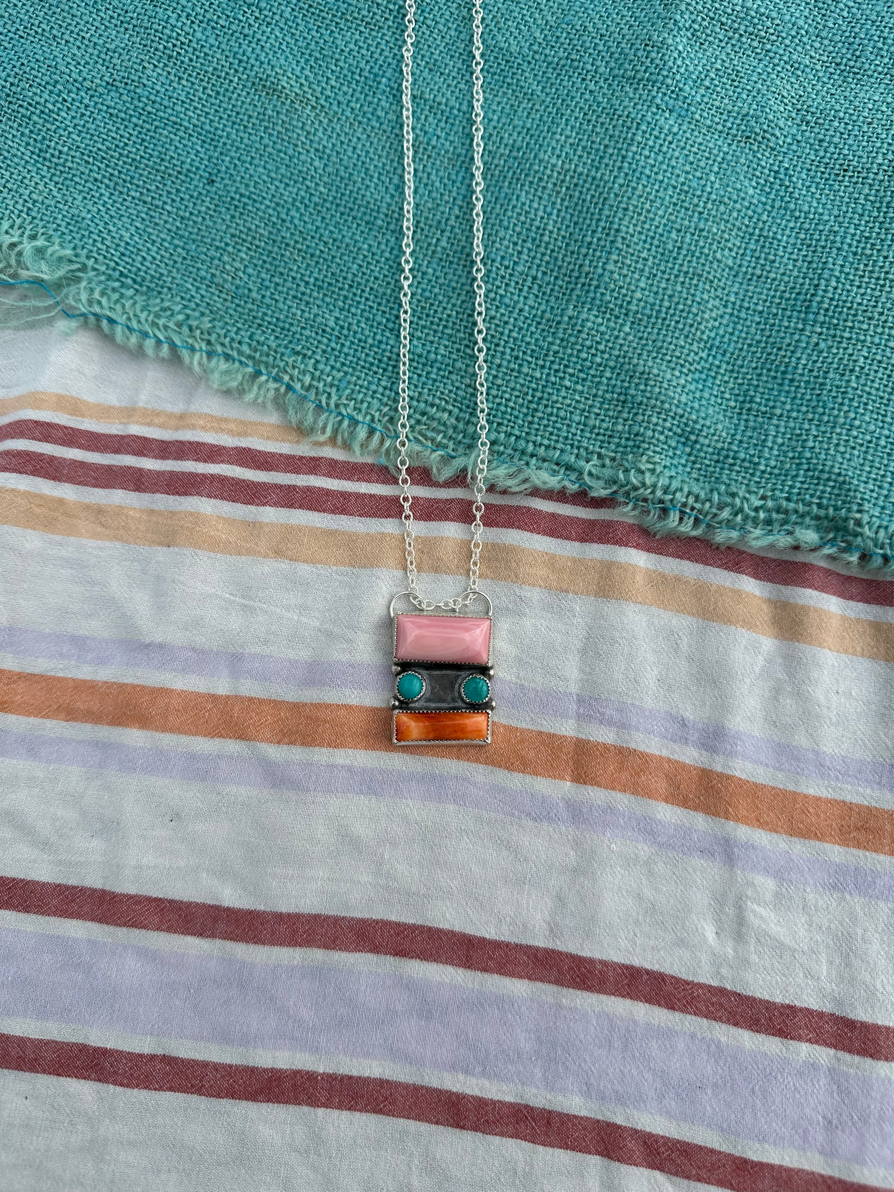 Multi-stone bar necklace