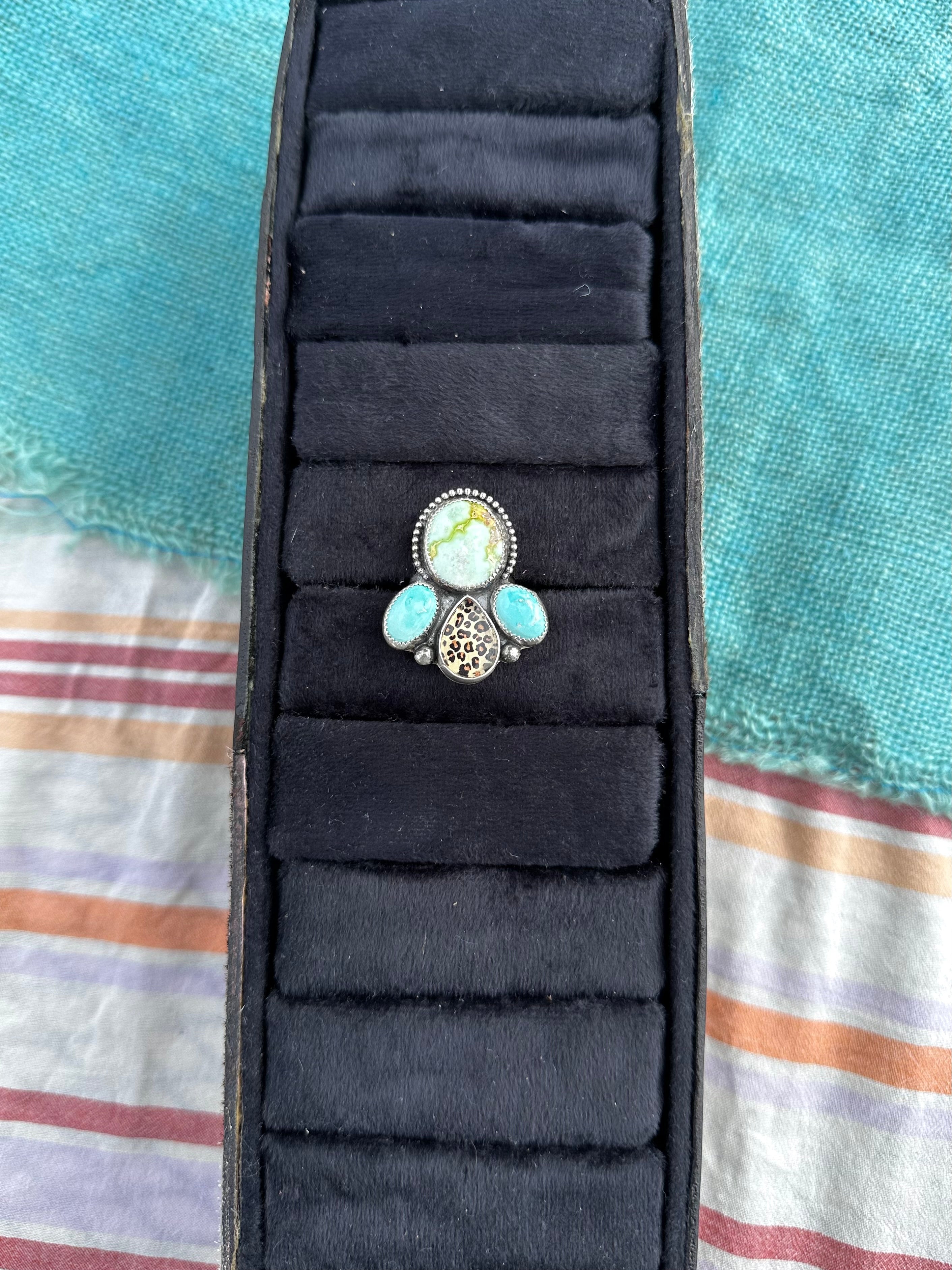 Forget me Not leopard ring