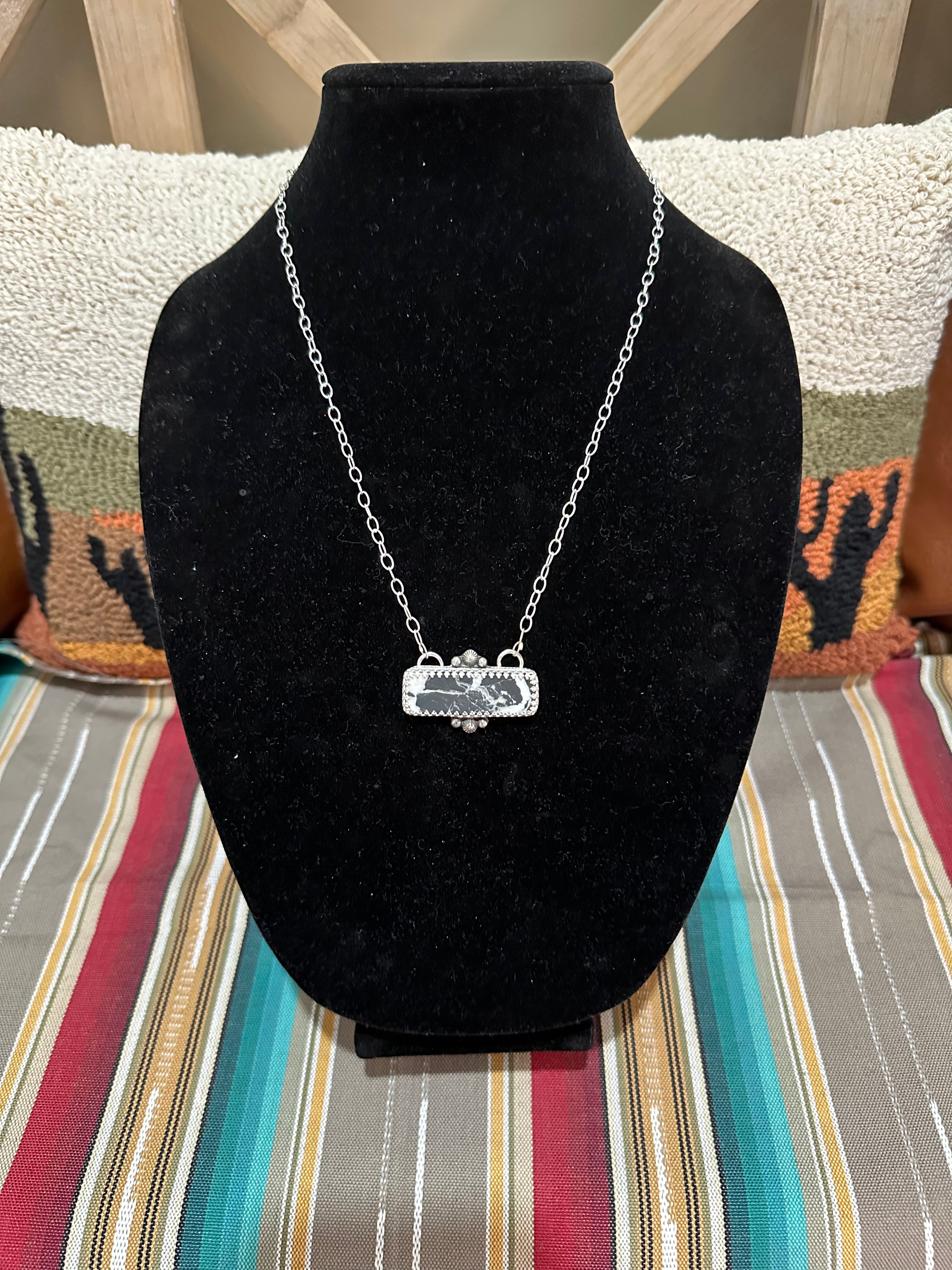 20” white buffalo bar necklace