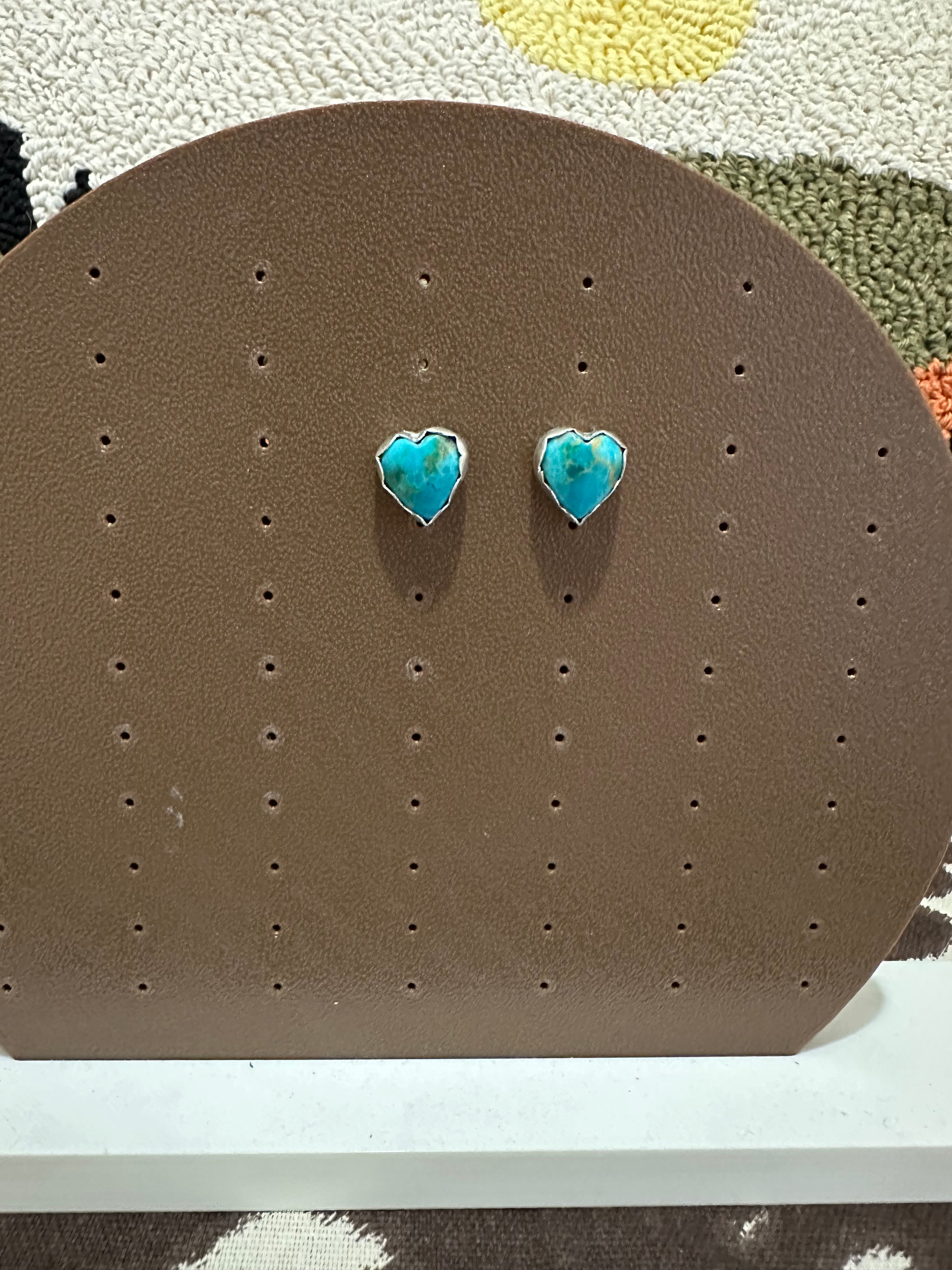 Mohave turquoise heart studs
