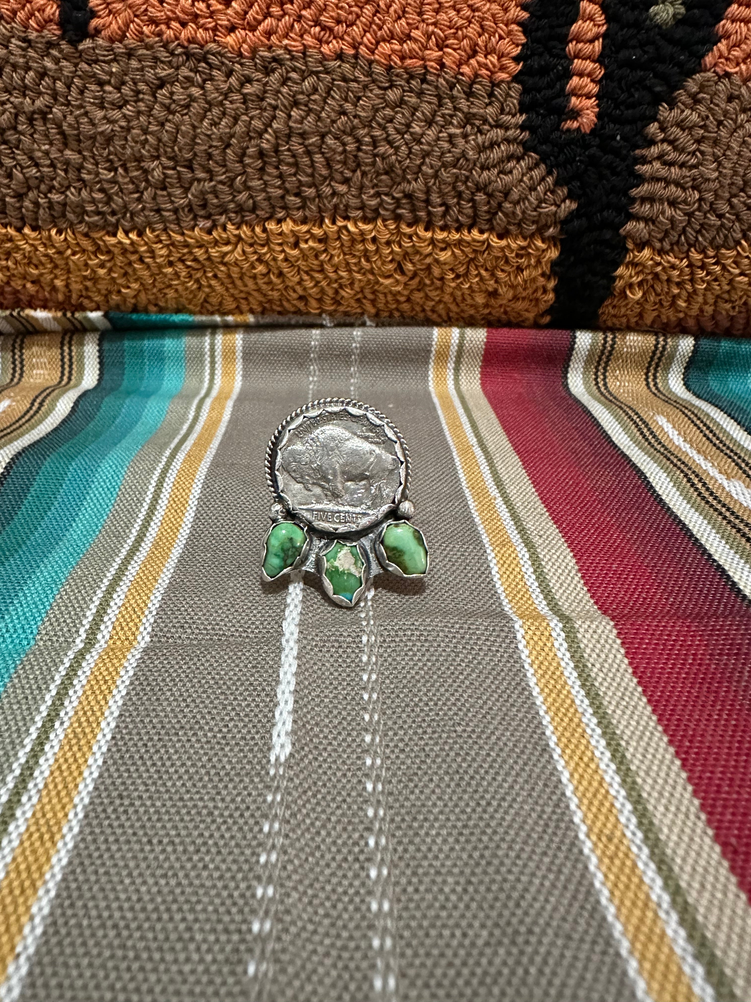 Buffalo nickel ring with verde valley minis (size 9)