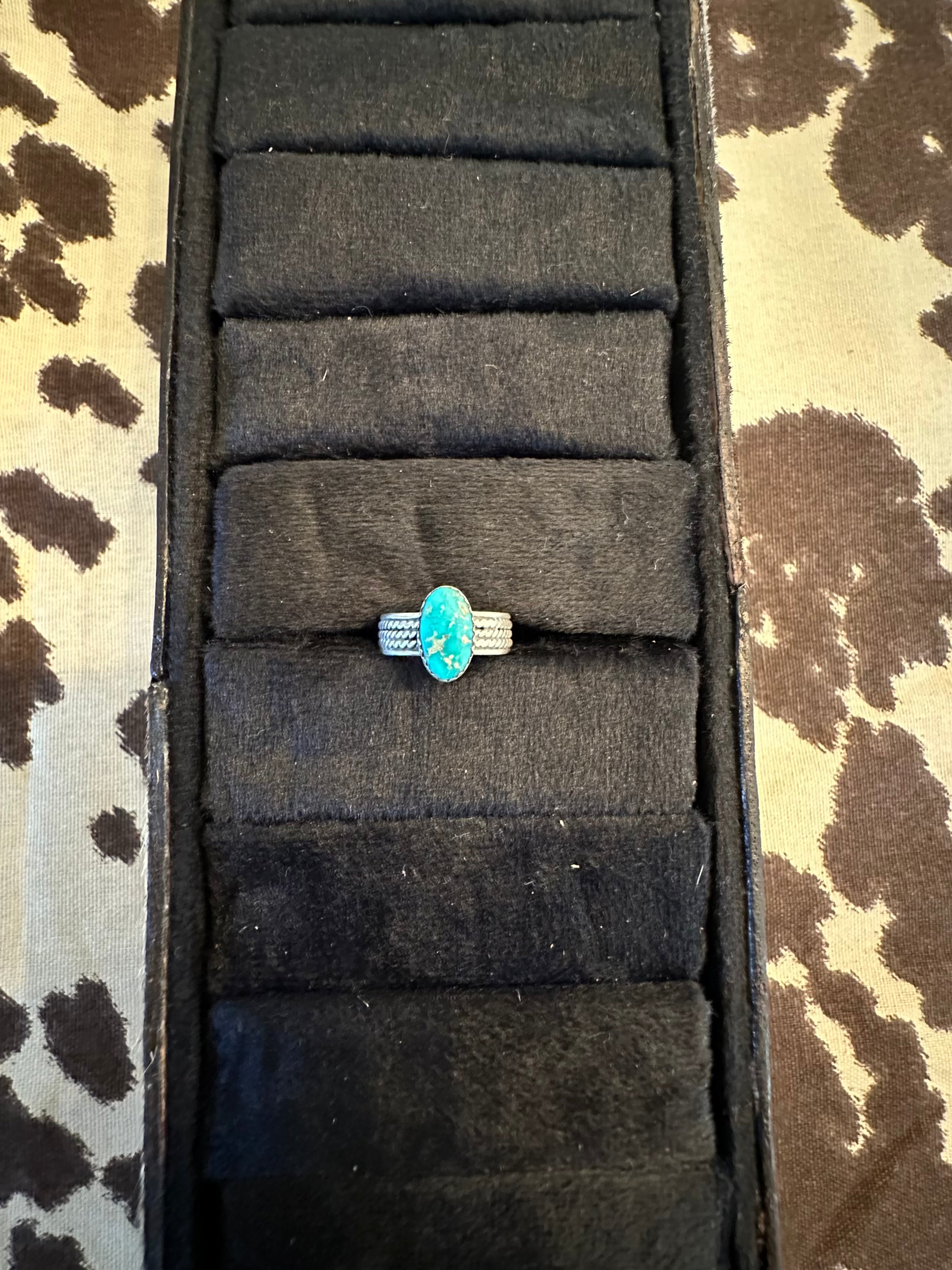 Size 6 adjustable white water turquoise ring