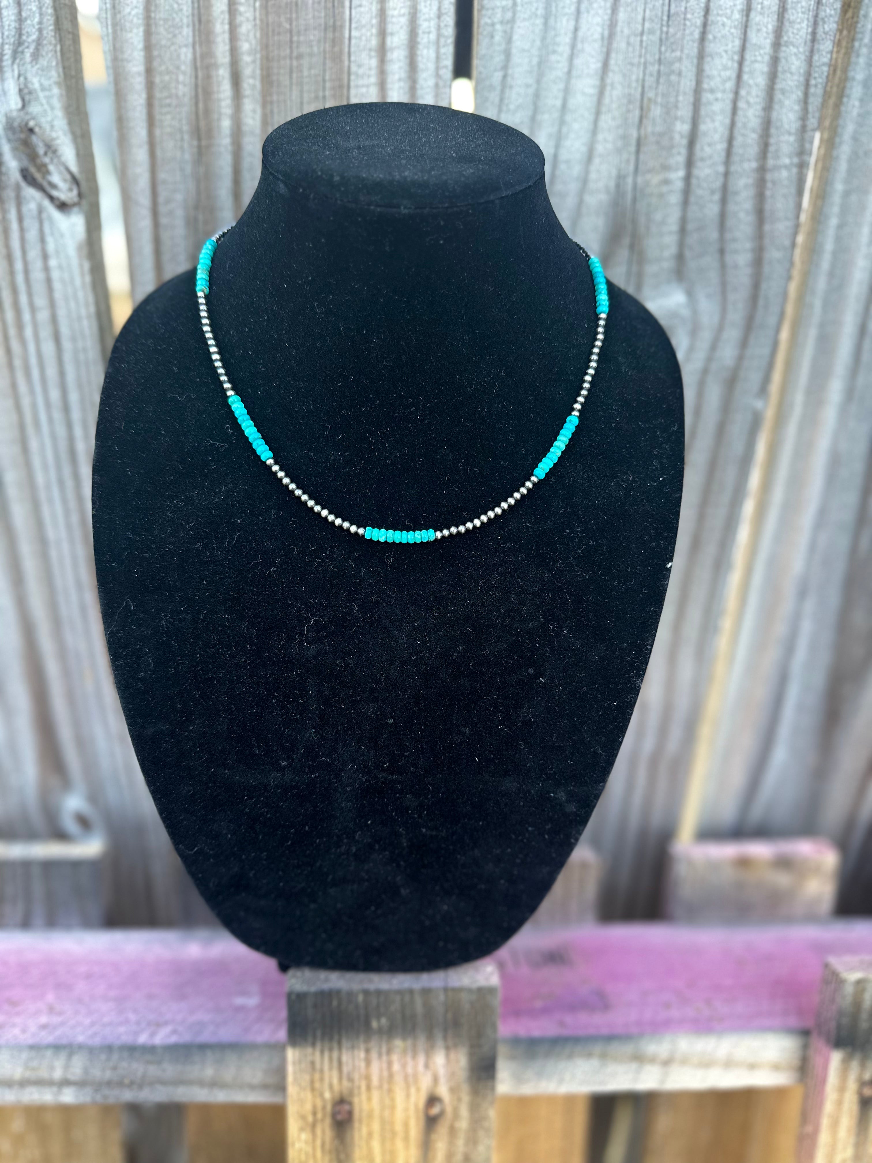 18” Navajo pearl necklace with turquoise