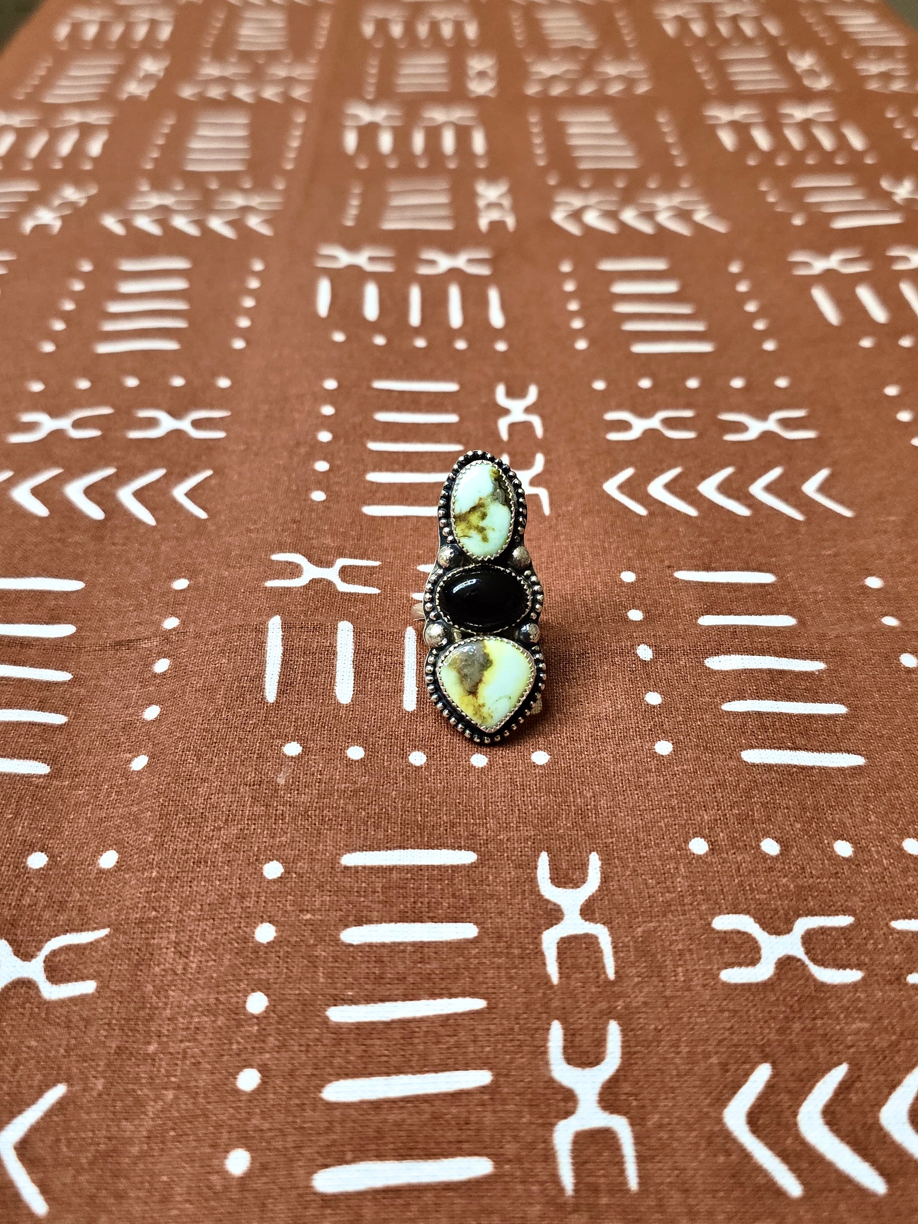 Palomino & Black Onyx ring (size 8.5)